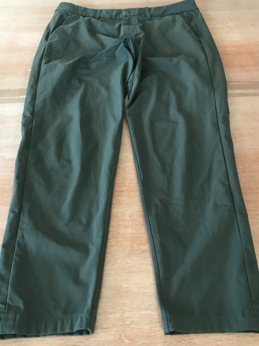 Lululemon Commission Slim Pants Men 32x27 Green Mid Rise Zip Pocket Athleisure